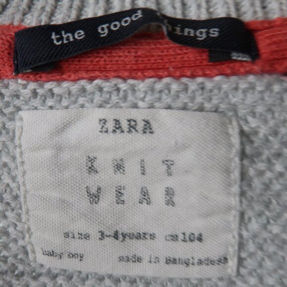 ZARA GREY ZIP UP LONG SLEEVE KNIT WEAR SWEATER SIZE 3-4 YEARS - Picture 2 of 5